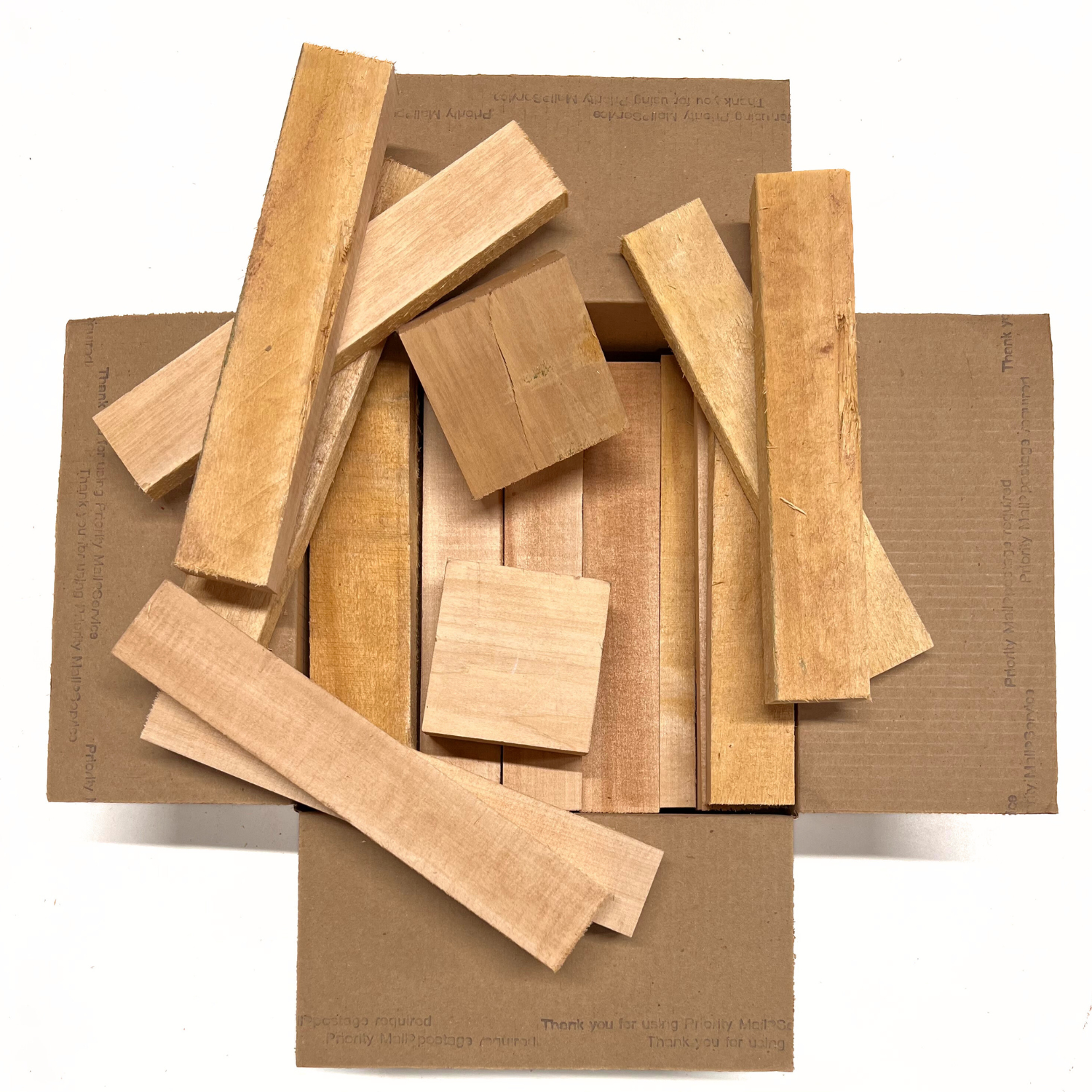 Box of Basswood 12" x 12" x 6" Wood Scrap DIY Craft Carving Scroll Short Lumber Cutoff Boards - Exotic Wood Zone - Buy online Across USA 