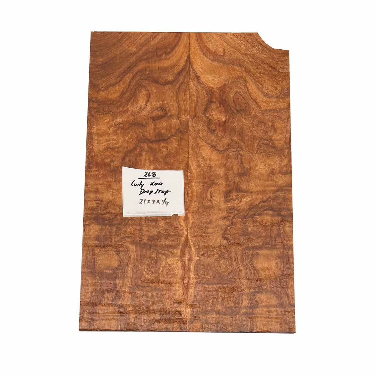 Curly Koa Drop Top 21" x 7" x 1/4" #268 - Exotic Wood Zone 