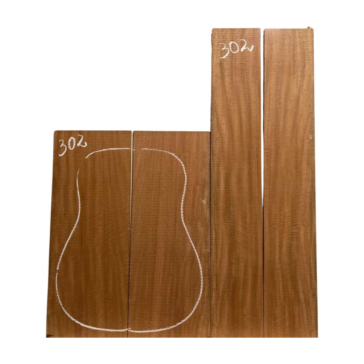 Flame Sapele Dreadnought Guitar Back and Side Set #302 - Exotic Wood Zone Guitar Sets