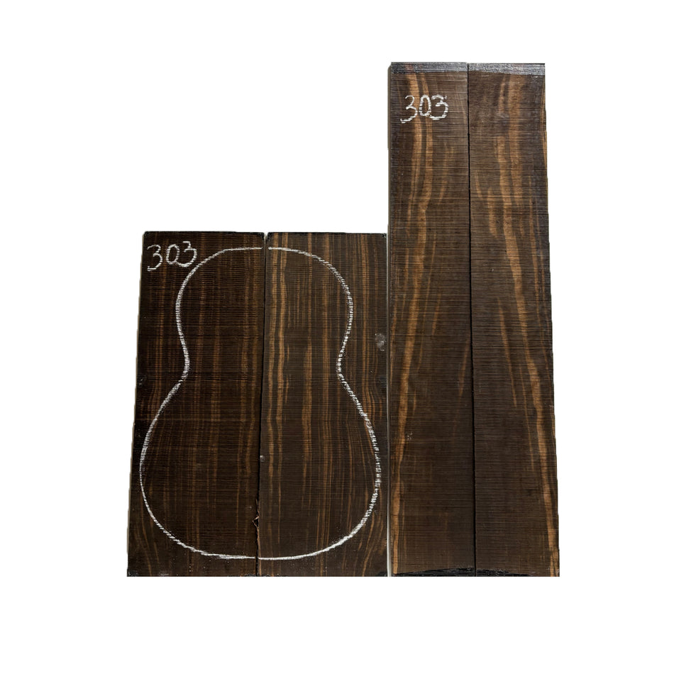 Macassar Ebony Classical Guitar Back & Side Sets #303