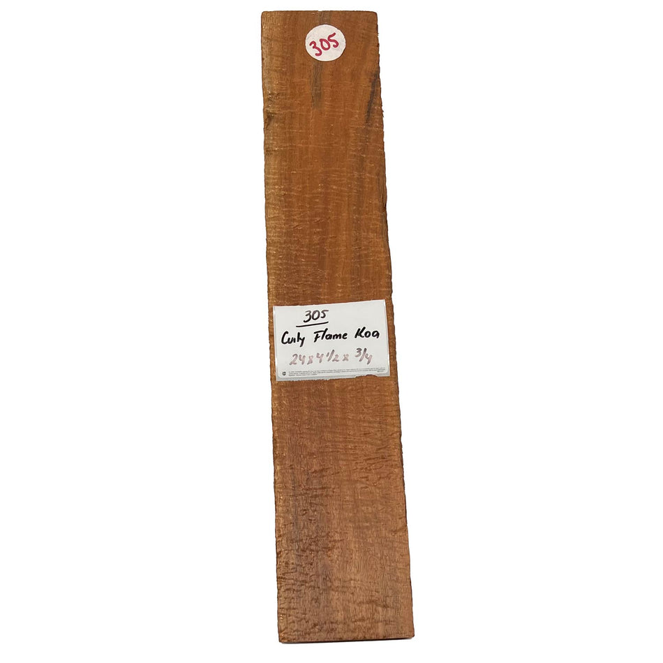 Curly Flame Koa Lumber 24" x 4-1/2" x 3/4" #305