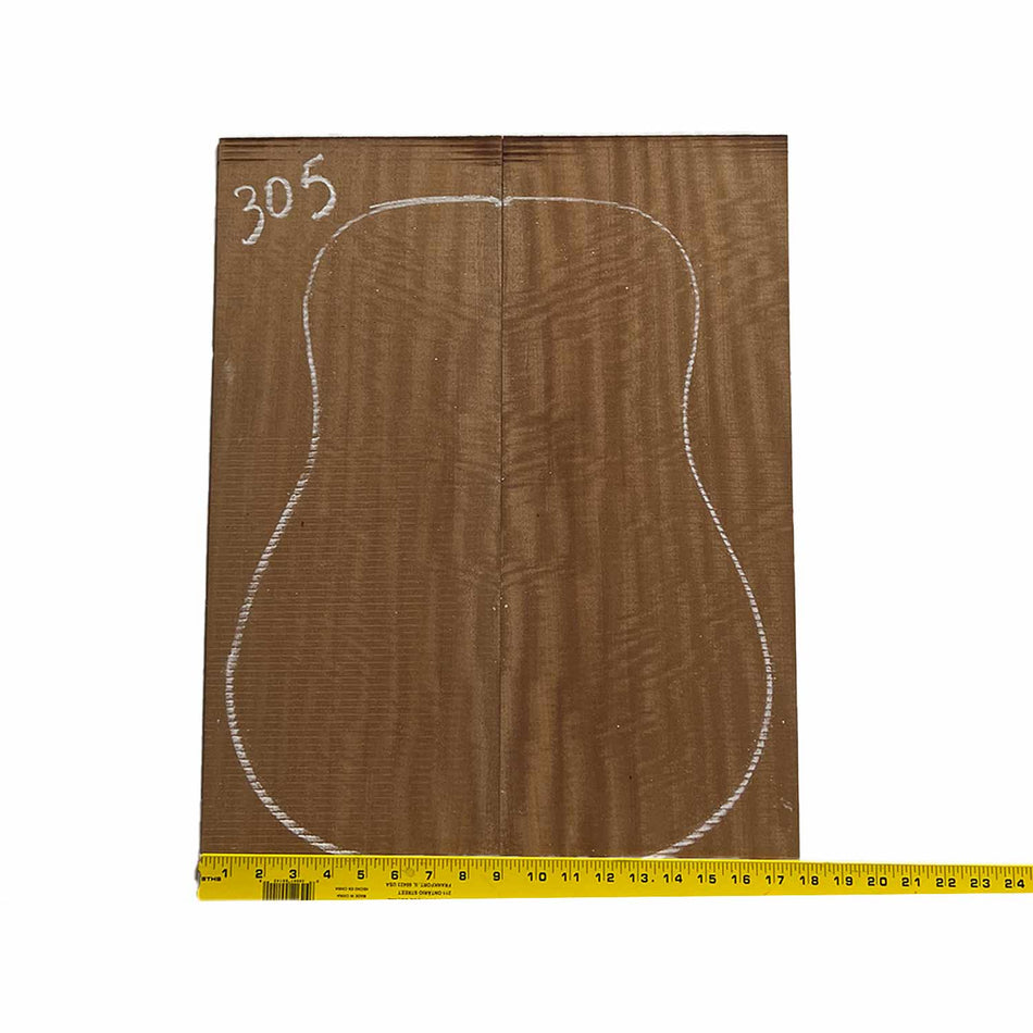 Flame Sapele Dreadnought Guitar Back and Side Set #305 - Exotic Wood Zone Guitar Sets