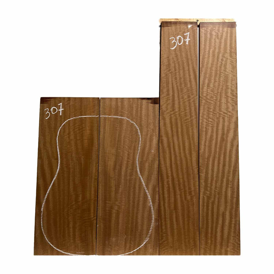 Flame Sapele Dreadnought Guitar Back and Side Set #307 - Exotic Wood Zone Guitar Sets