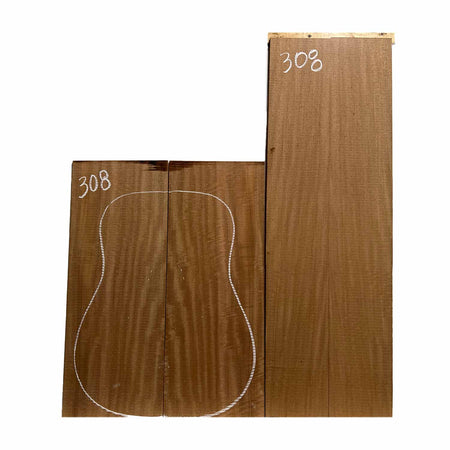 Flame Sapele Dreadnought Guitar Back and Side Set #308 - Exotic Wood Zone Guitar Sets