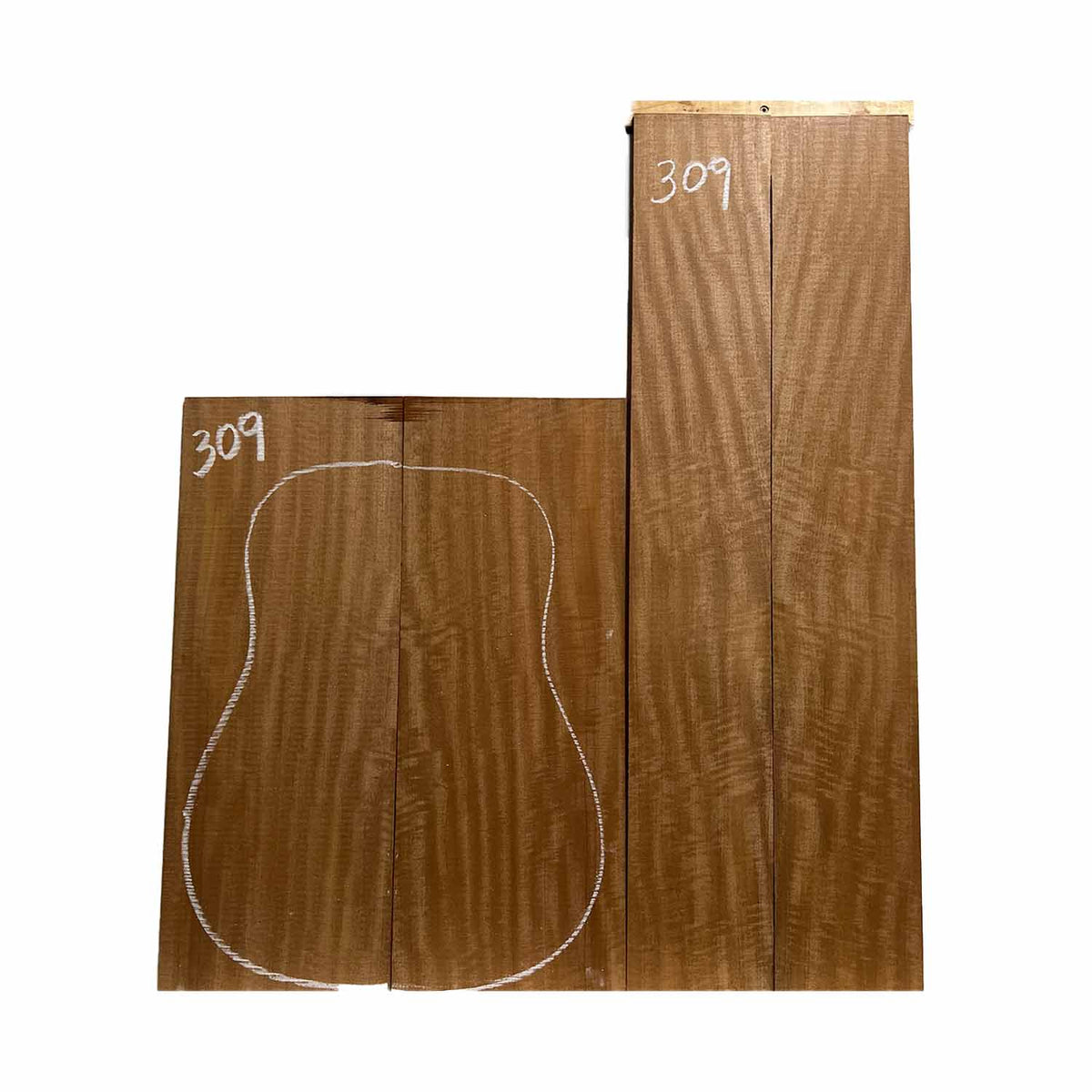 Flame Sapele Dreadnought Guitar Back and Side Set #309 - Exotic Wood Zone Guitar Sets