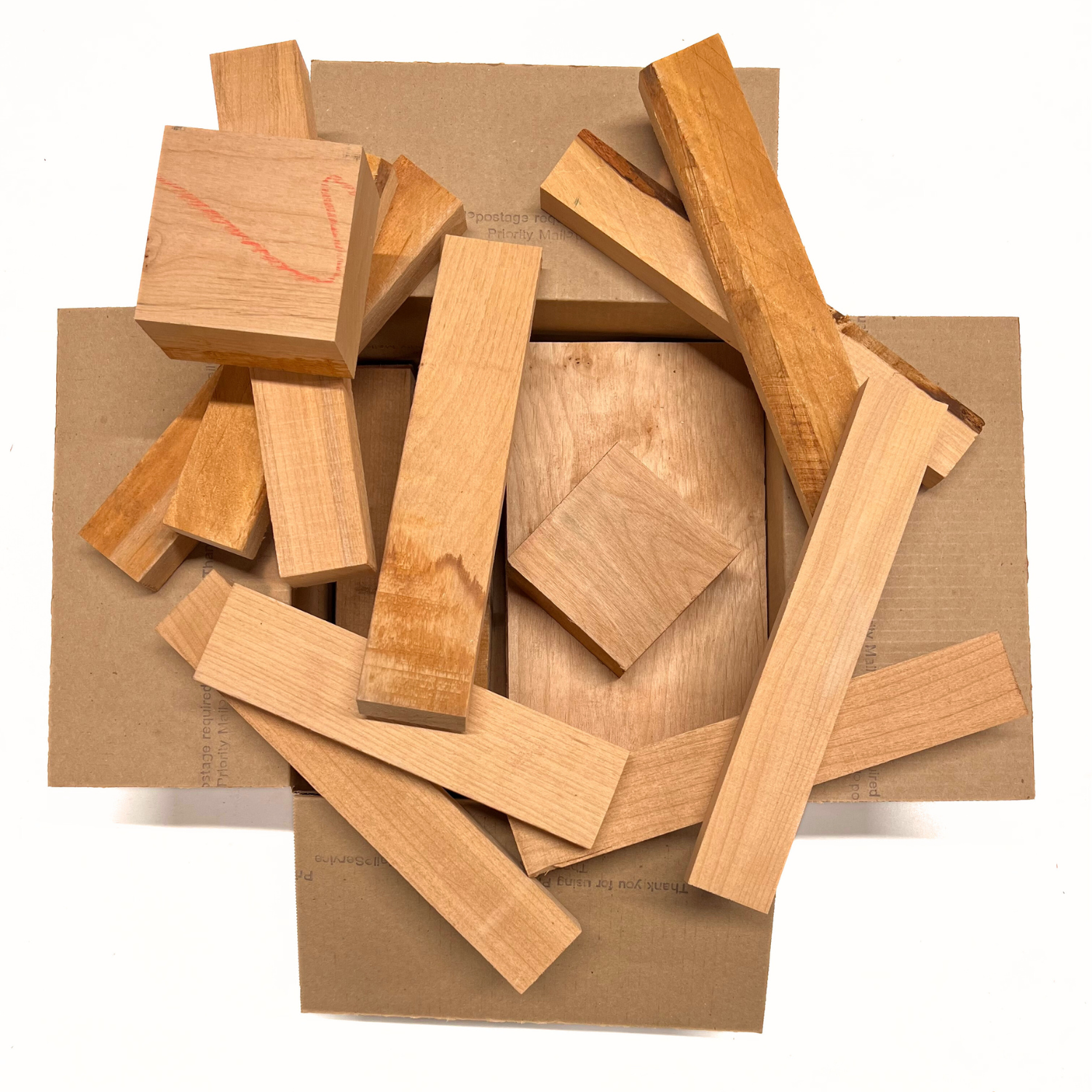 Box of Alder 12" x 12" x 6" Wood Scrap DIY Craft Carving Scroll Short Lumber Cutoff Boards - Exotic Wood Zone - Buy online Across USA 