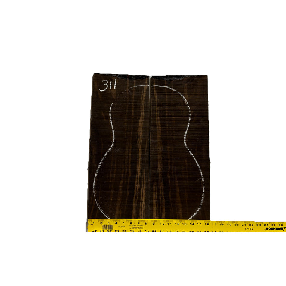 Macassar Ebony Classical Guitar Back & Side Sets #311