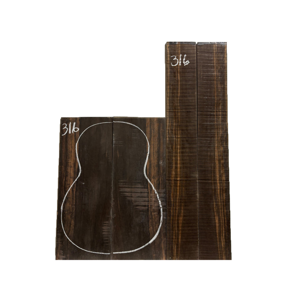 Macassar Ebony Classical Guitar Back & Side Sets #316