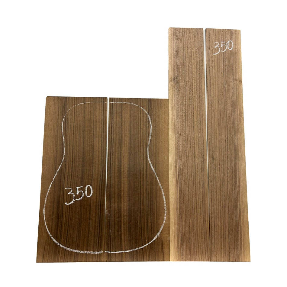 Black Walnut Dreadnought Guitar Back and Side Set #350