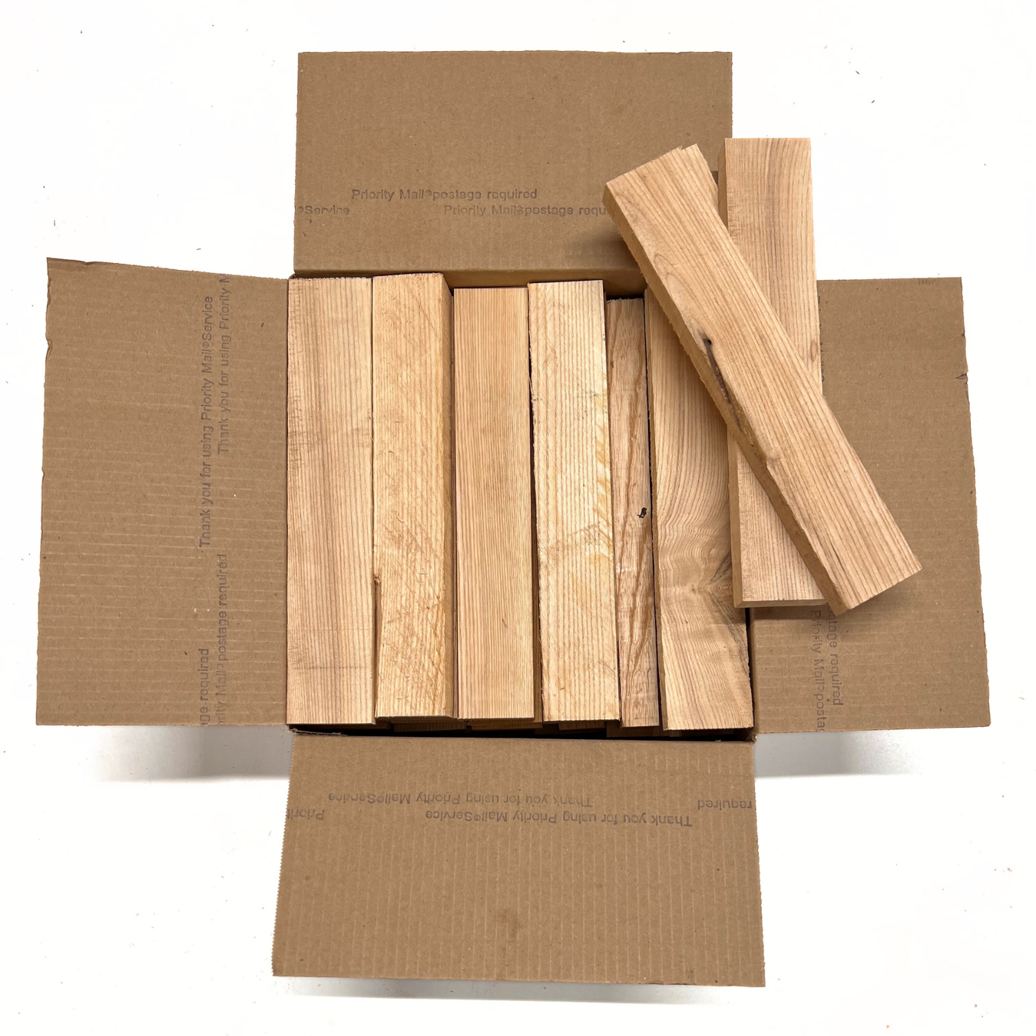 Box of Ash 12&quot; x 12&quot; x 6&quot; Wood Scrap DIY Craft Carving Scroll Short Lumber Cutoff Boards - Exotic Wood Zone - Buy online Across USA 