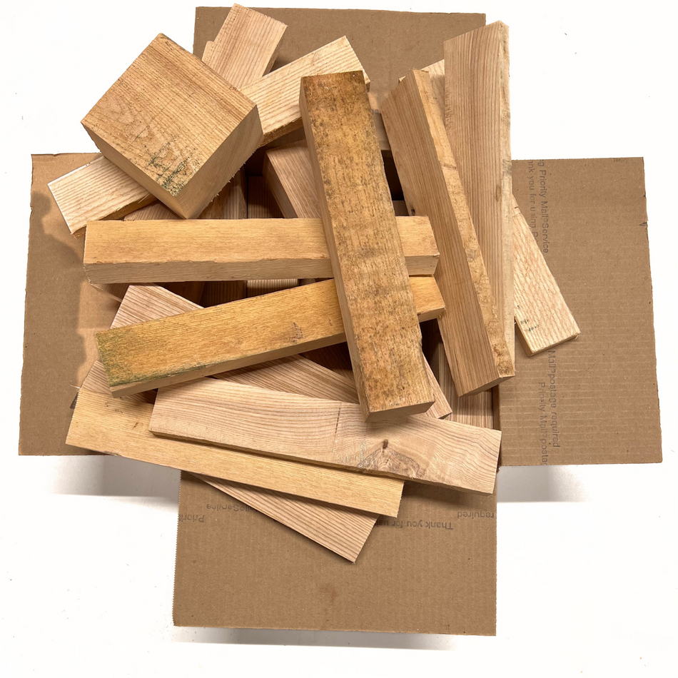 Box of Ash 12" x 12" x 6" Wood Scrap DIY Craft Carving Scroll Short Lumber Cutoff Boards - Exotic Wood Zone - Buy online Across USA 