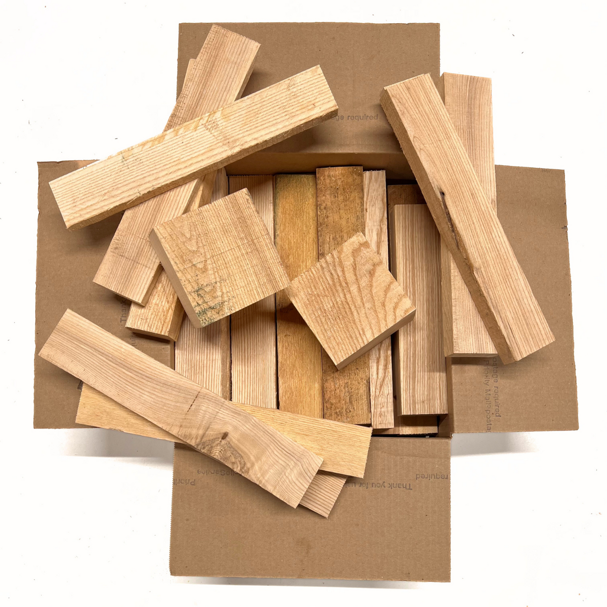 Box of Ash 12" x 12" x 6" Wood Scrap DIY Craft Carving Scroll Short Lumber Cutoff Boards - Exotic Wood Zone - Buy online Across USA 