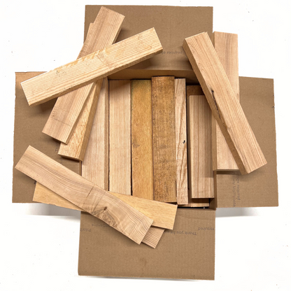 Box of Ash 12&quot; x 12&quot; x 6&quot; Wood Scrap DIY Craft Carving Scroll Short Lumber Cutoff Boards - Exotic Wood Zone - Buy online Across USA 