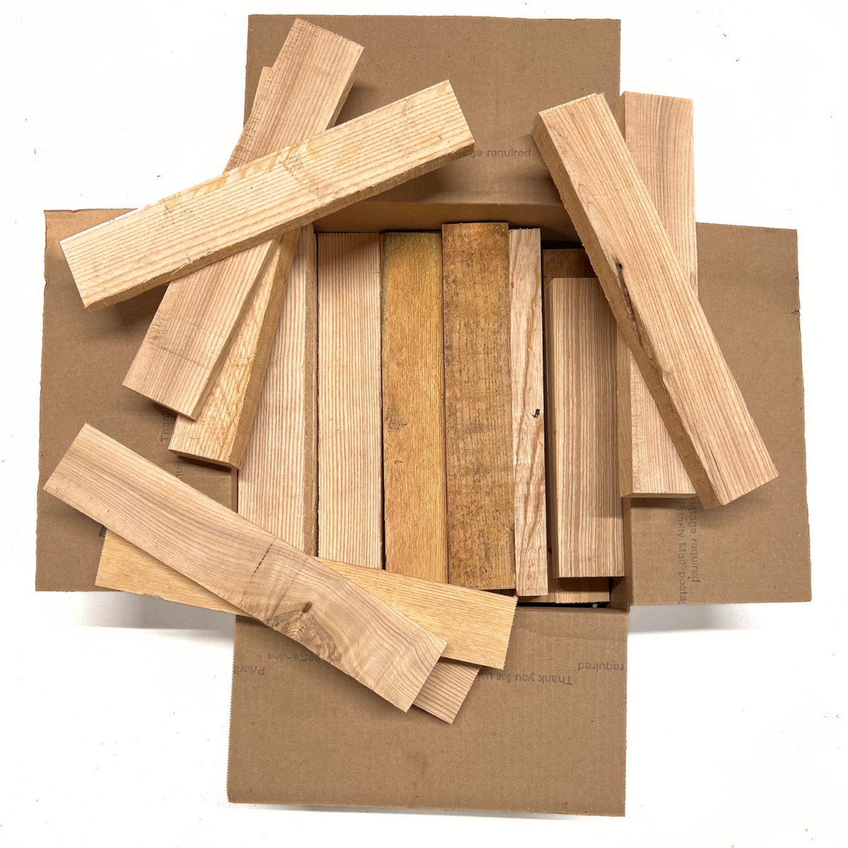 Box of Ash 12" x 12" x 6" Wood Scrap DIY Craft Carving Scroll Short Lumber Cutoff Boards - Exotic Wood Zone - Buy online Across USA 