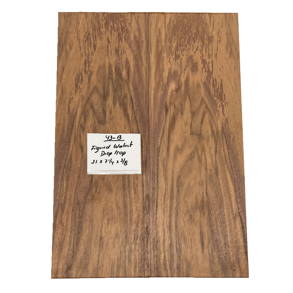 Figured Walnut Drop Top 21" x 7-1/4" x 3/8" #43-B