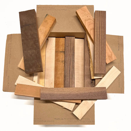 Box of Mixed Domestic Species (Walnut,Hard Maple,Black Cherry) 12" x 12" x 6" Wood Scrap DIY Craft Carving Scroll Short Lumber Cutoff Boards - Exotic Wood Zone - Buy online Across USA 