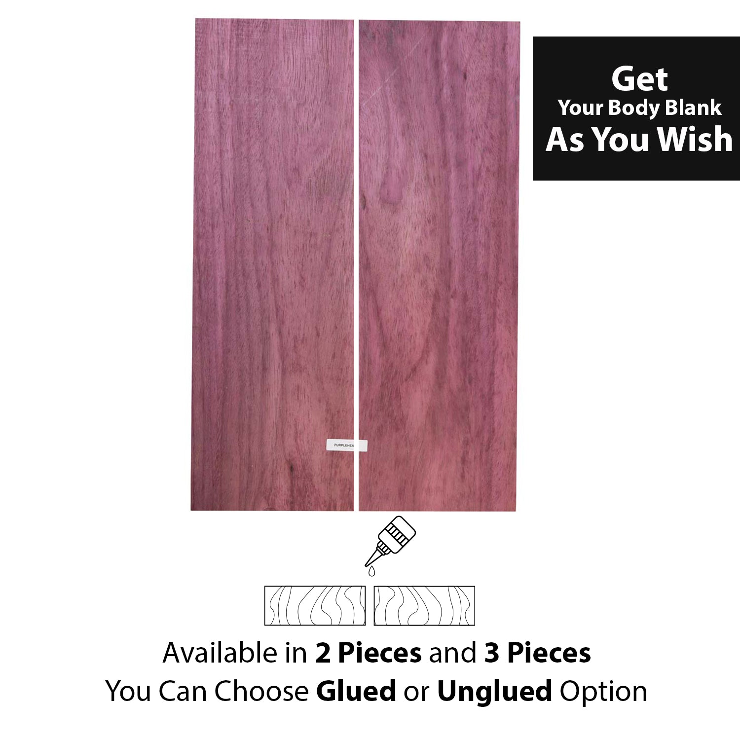 Purpleheart Guitar Body Blanks- Single Piece Solid Body,  21&quot; x 14&quot; x 2&quot; - Exotic Wood Zone - Buy online Across USA 