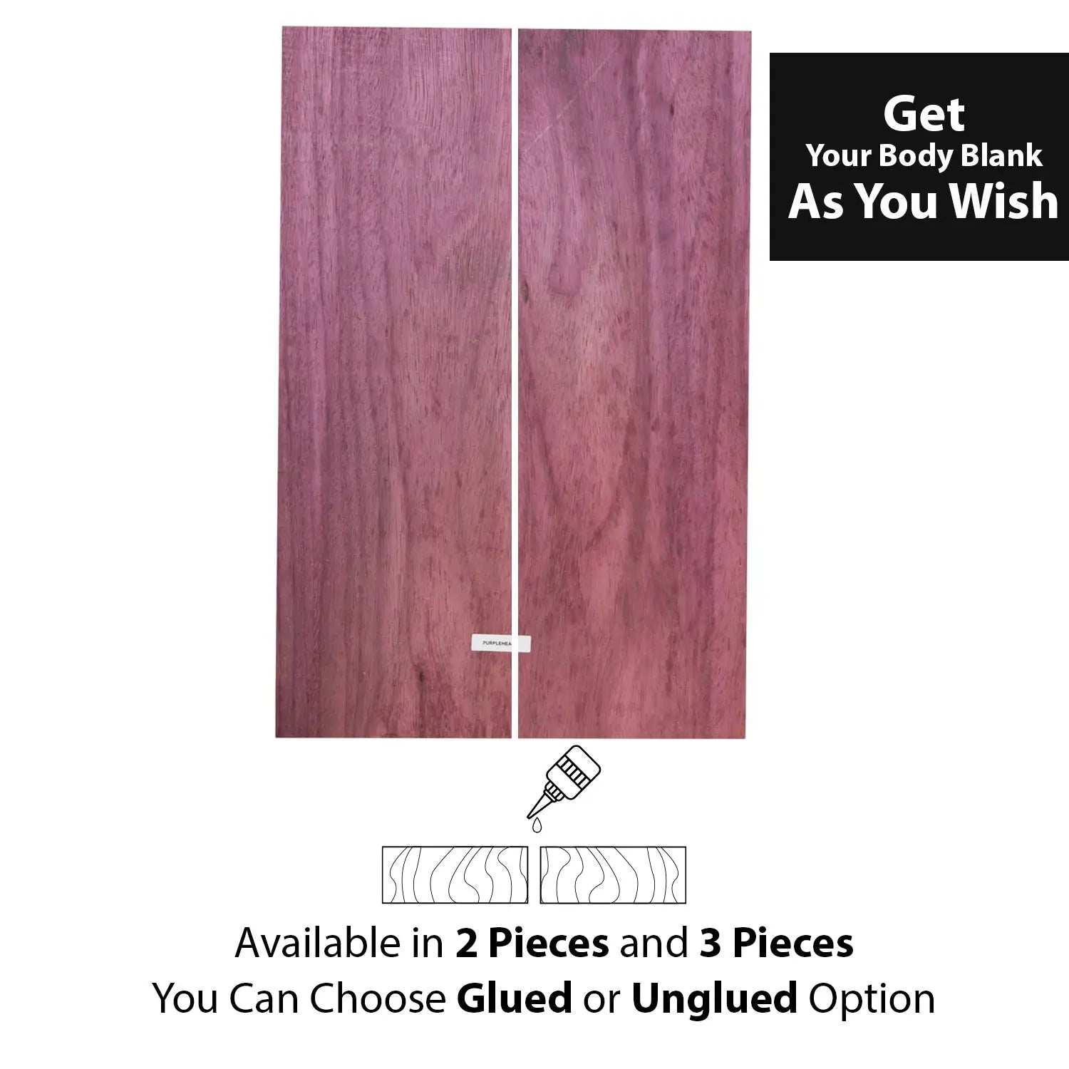 Purpleheart Guitar Body Blanks- Single Piece Solid Body,  21" x 14" x 2" - Exotic Wood Zone - Buy online Across USA 