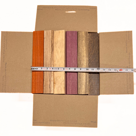 Box of Mixed Exotic Species (Purpleheart,Padauk,Black Palm,Bubinga,Tamarind,Limba)12" x 12" x 6" Wood Scrap DIY Craft Carving Scroll Short Lumber Cutoff Boards - Exotic Wood Zone - Buy online Across USA 