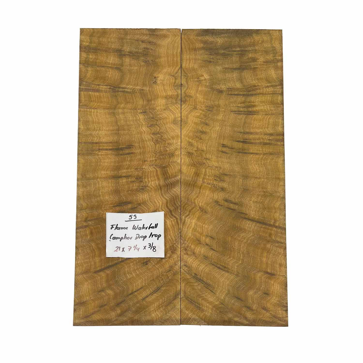 Flame Waterfall Camphor Guitar Drop Top 21" x 7-1/4" x 3/8" #55 - Exotic Wood Zone Drop Tops