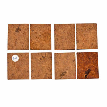 Afromosia Wood Burl 6-3/8&quot; x 5&quot; x 1/4&quot; - 8 pieces 