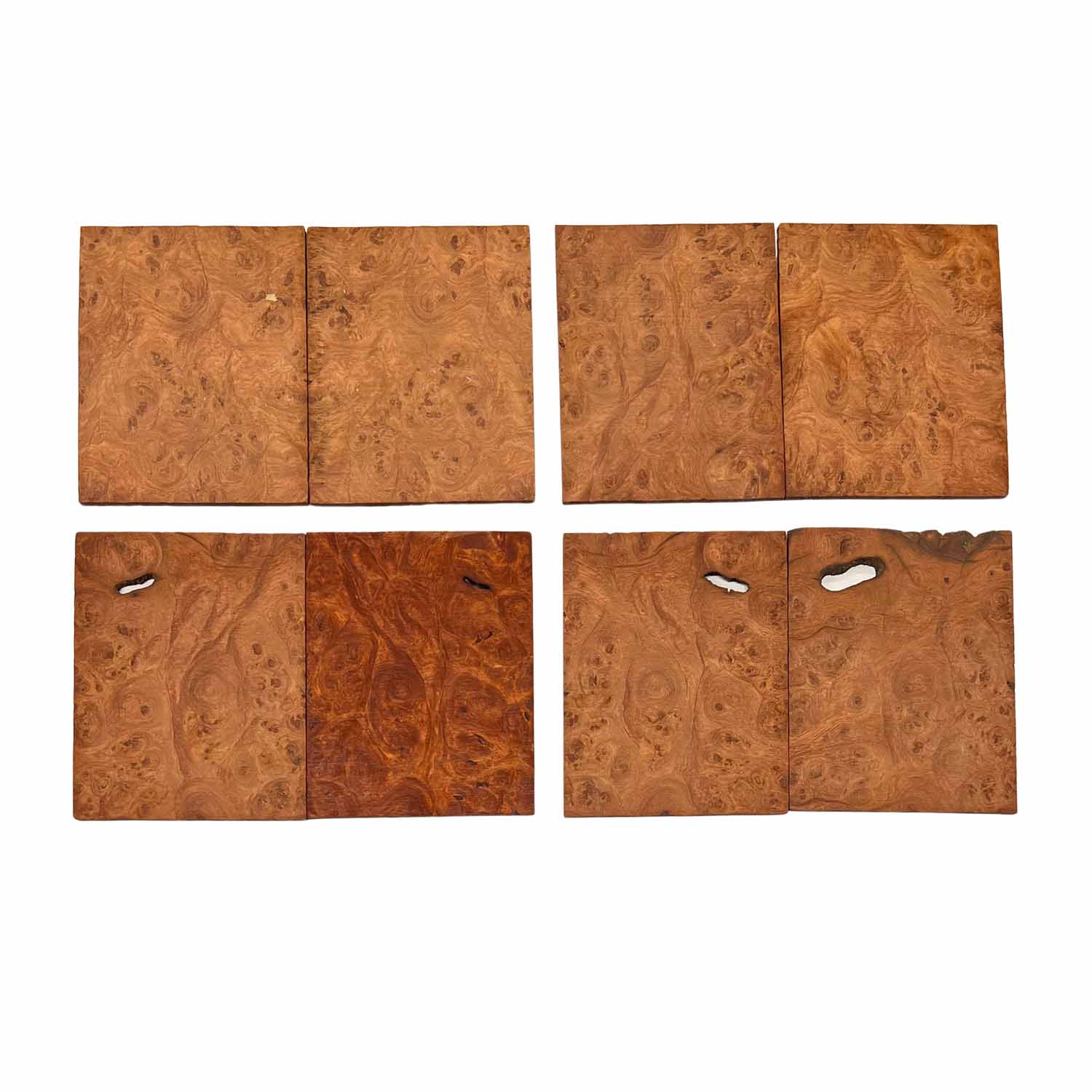 Afromosia Wood Burl 6-3/8&quot; x 5&quot; x 1/4&quot; - 8 pieces 