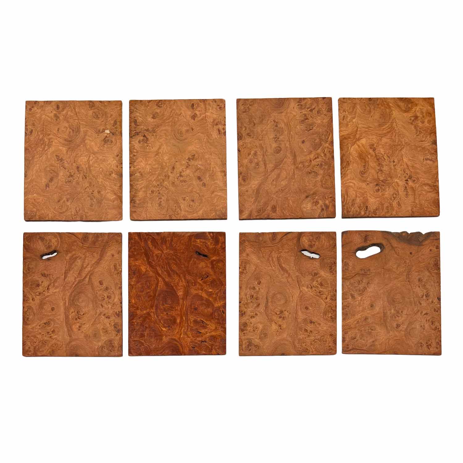 Afromosia Wood Burl 6-3/8&quot; x 5&quot; x 1/4&quot; - 8 pieces 