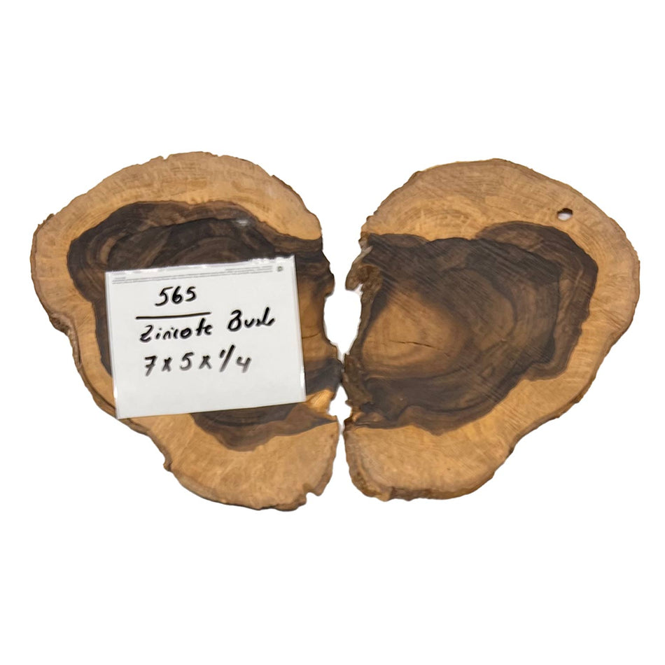 Ziricote Wood Burl - 2 pieces 7" x 5" x 1/4" #565