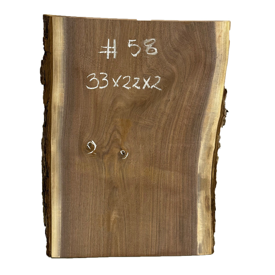 Black Walnut Lumber Live Edge Slab - 33"x 22"x 2" #58