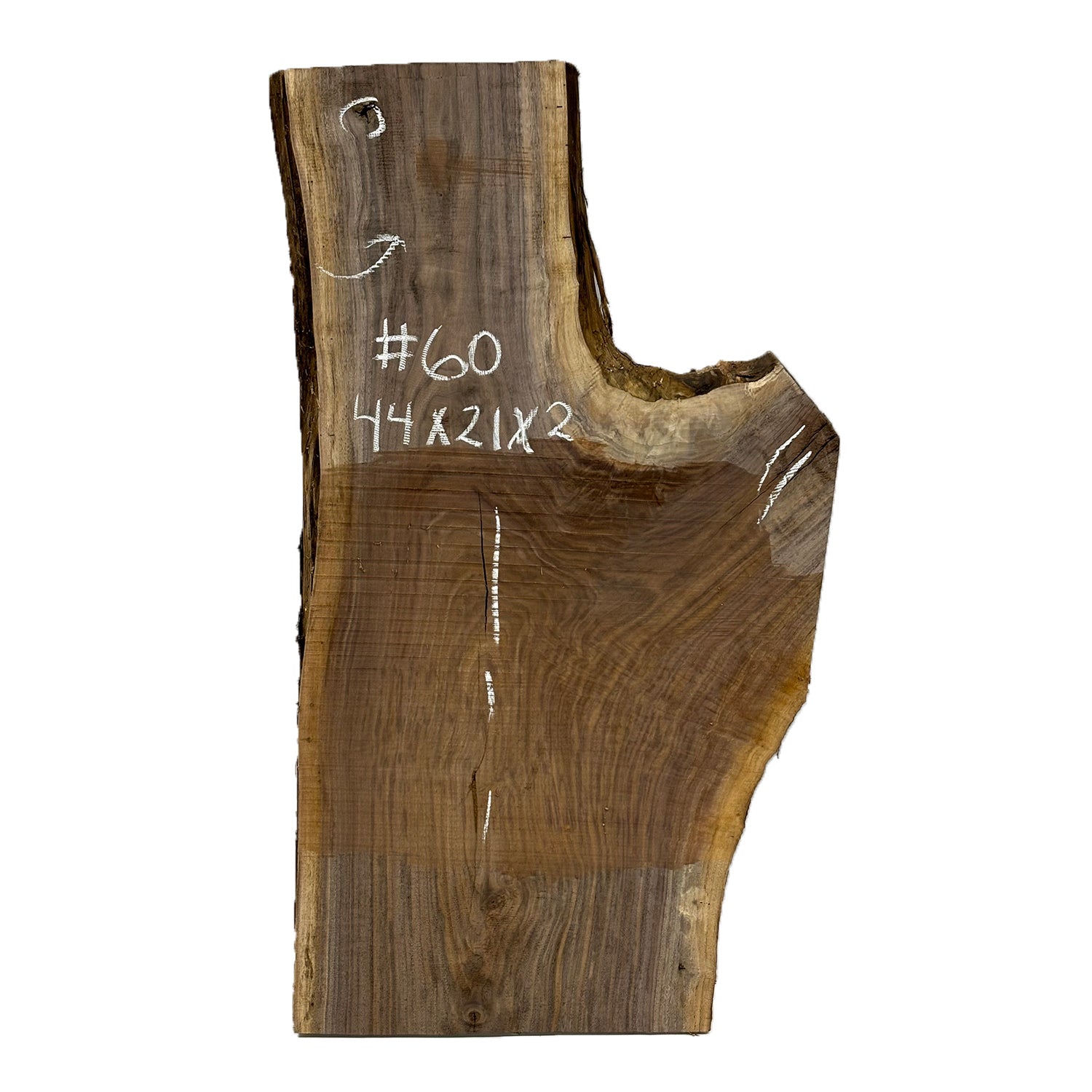 Black Walnut Lumber Live Edge Slab 44"x 21"x 2" 60 Exotic Wood Zone