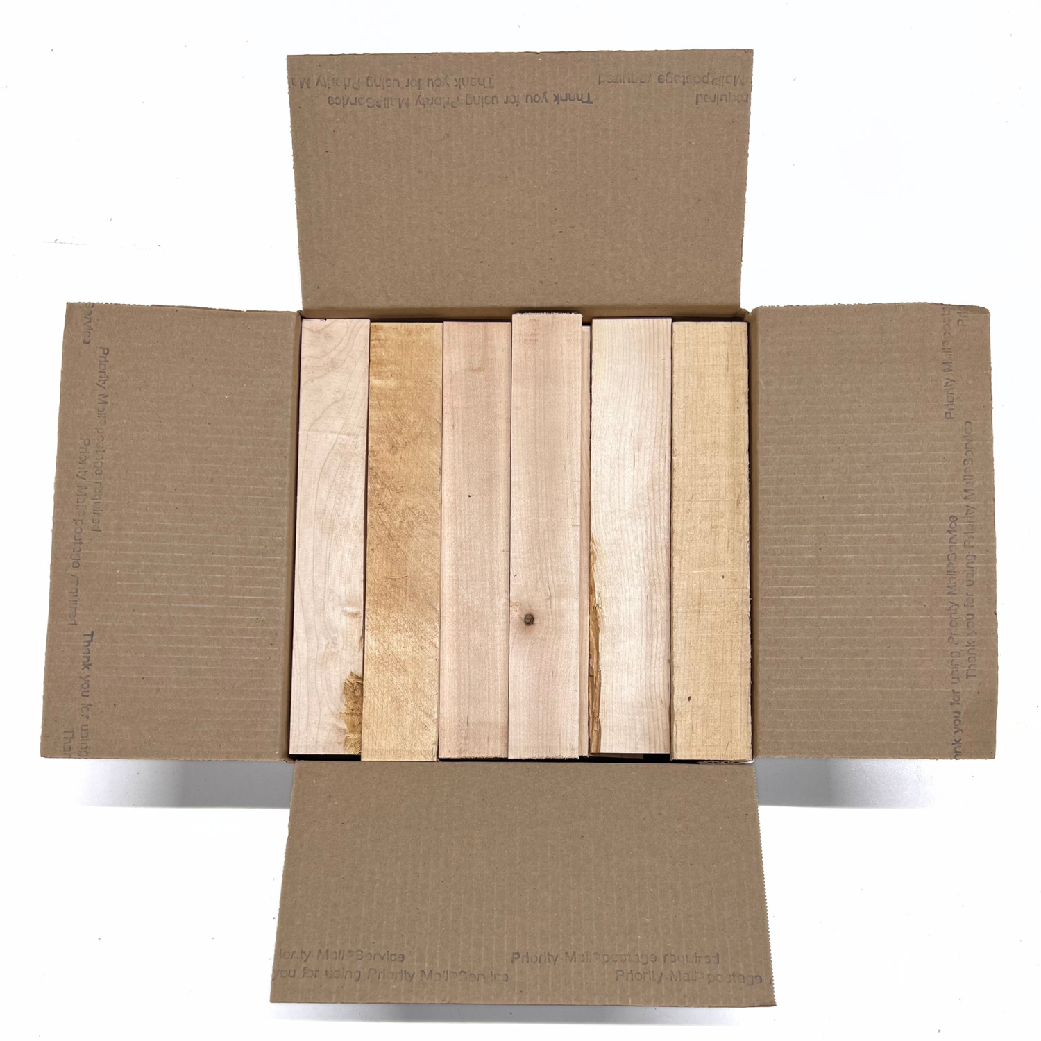 Box of Hard Maple 12&quot; x 12&quot; x 6&quot; Wood Scrap DIY Craft Carving Scroll Short Lumber Cutoff Boards - Exotic Wood Zone - Buy online Across USA 