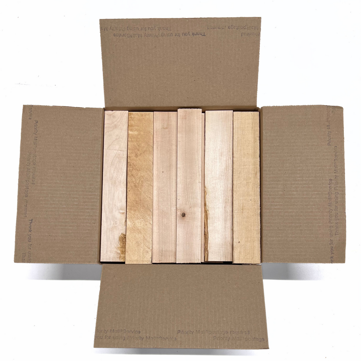 Box of Hard Maple 12" x 12" x 6" Wood Scrap DIY Craft Carving Scroll Short Lumber Cutoff Boards - Exotic Wood Zone - Buy online Across USA 