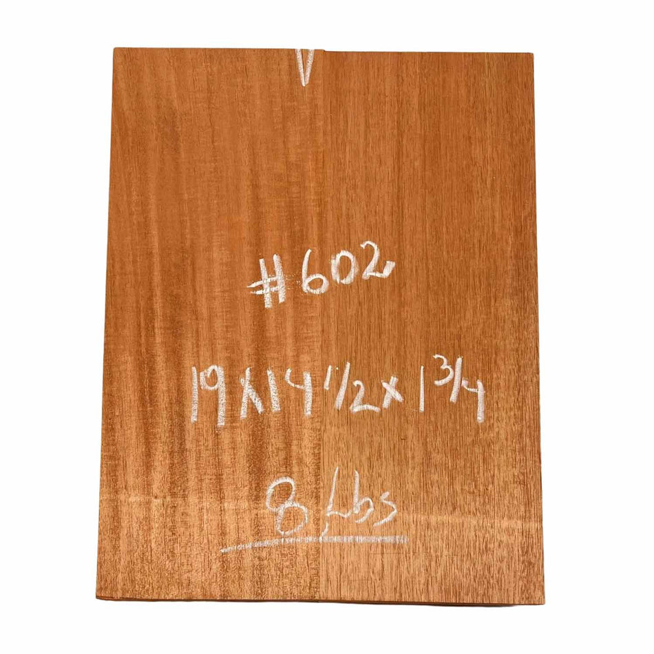 Fijian Mahogany Guitar Body Blank - 19" x 14-1/2" x 1-3/4" ,8 Lbs (2 Pcs Glued) #602