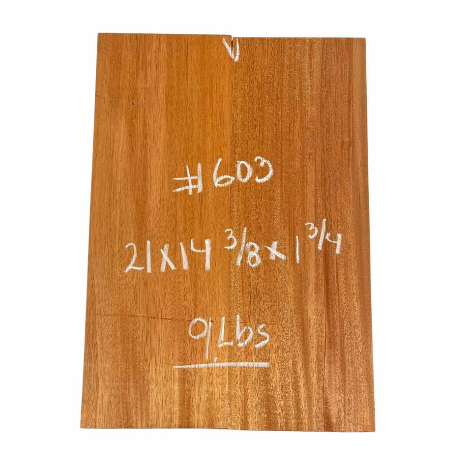 Fijian Mahogany Guitar Body Blank - 21" x 14-3/8" x 1-3/4" ,9 Lbs (2 Pcs Glued) #603