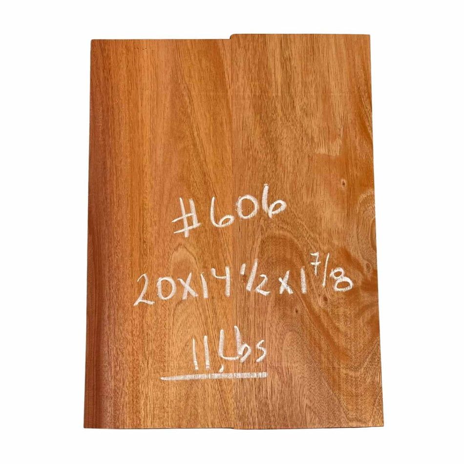 Fijian Mahogany Guitar Body Blank - 20" x 14-1/2" x 1-7/8", 11 Lbs (2 Pcs Glued) #606