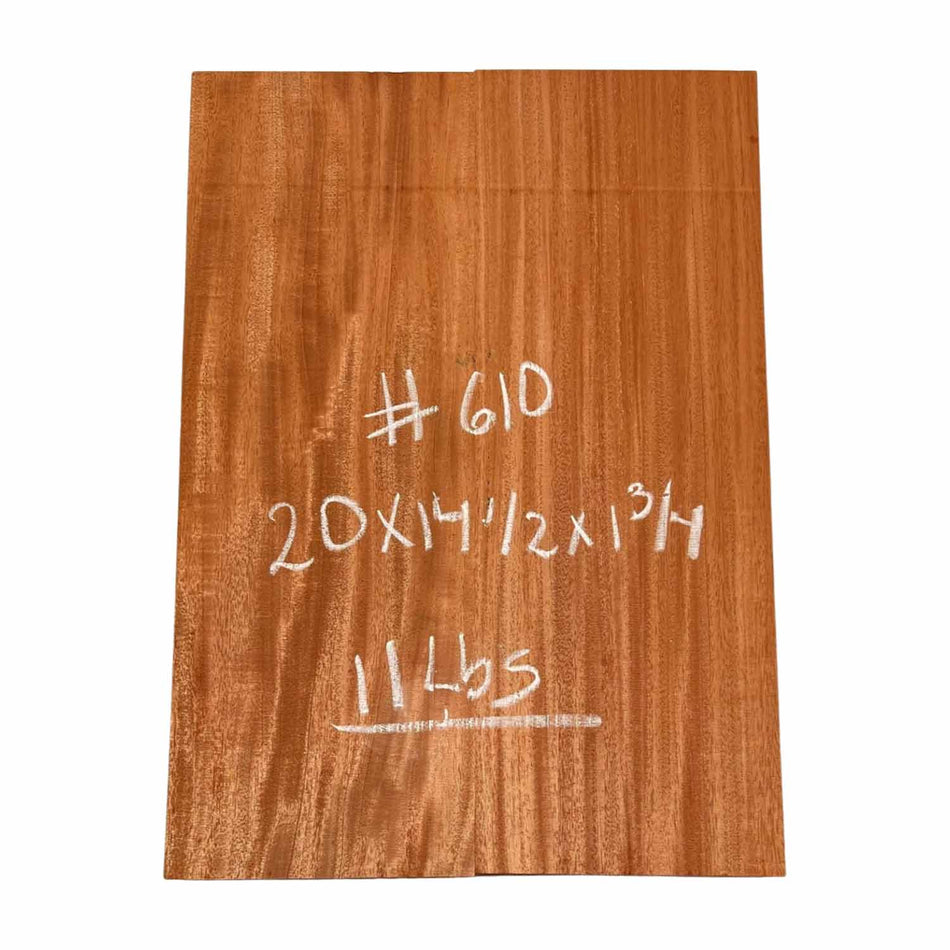 Fijian Mahogany Guitar Body Blank - 20" x 14-1/2" x 1-3/4", 11 Lbs (2 Pcs Glued) #610