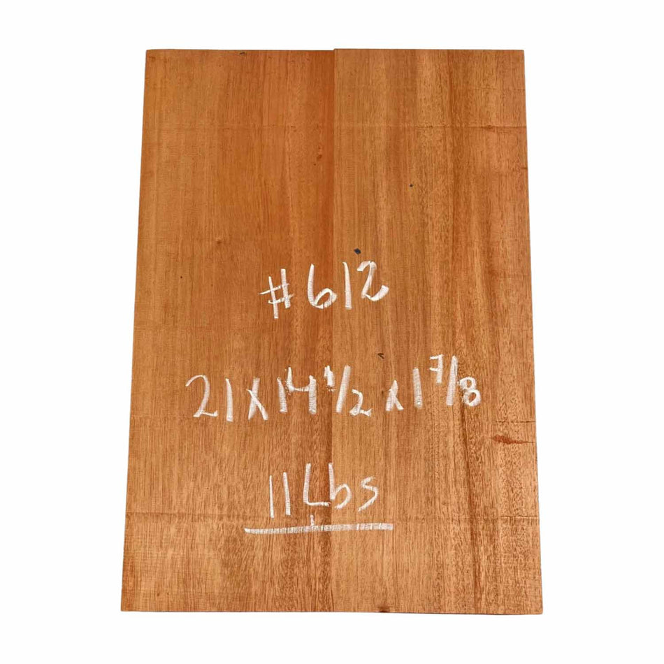 Fijian Mahogany Guitar Body Blank - 21" x 14-1/2" x 1-7/8", 11 Lbs (2 Pcs Glued) #612