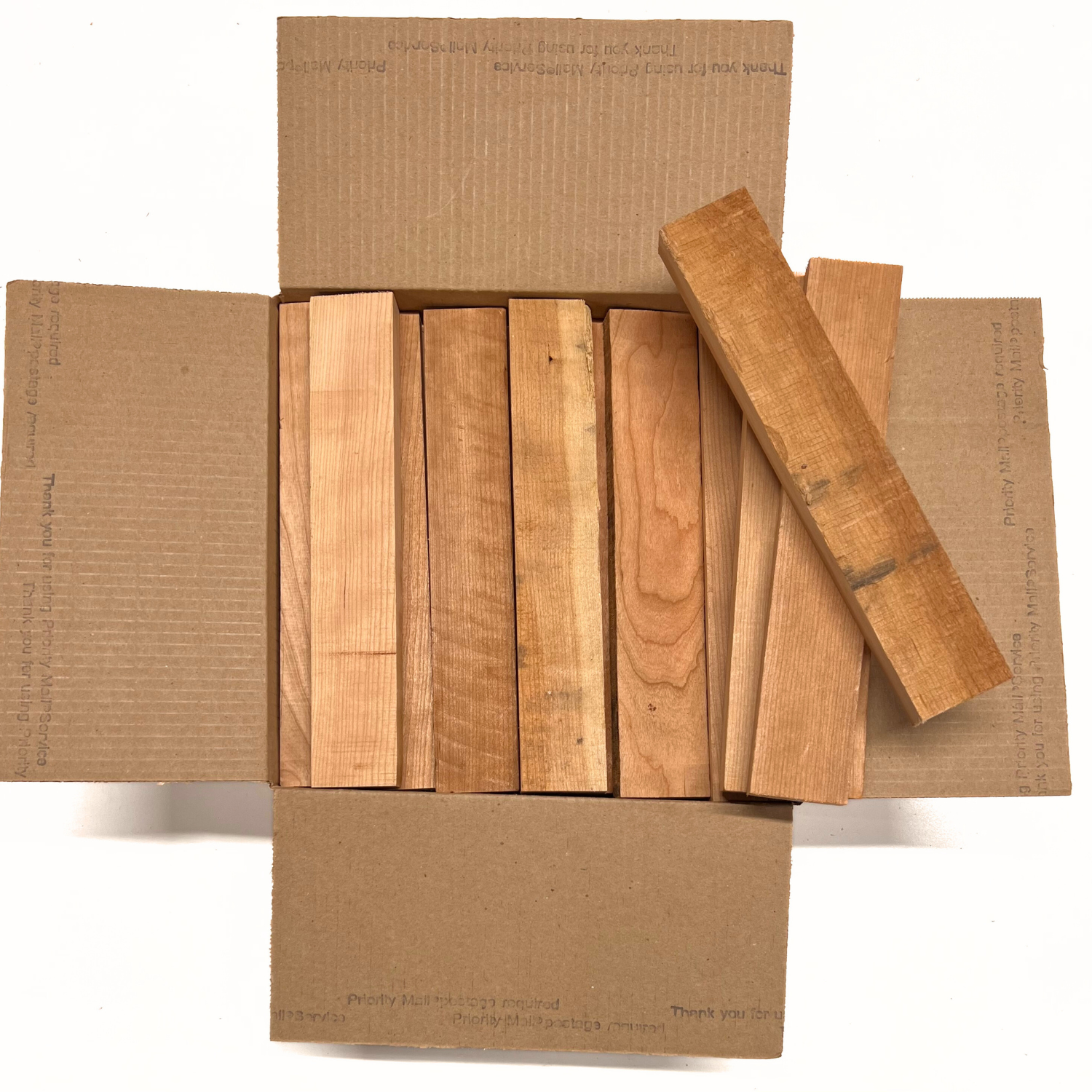 Box of Black Cherry 12&quot; x 12&quot; x 6&quot; Wood Scrap DIY Craft Carving Scroll Short Lumber Cutoff Boards - Exotic Wood Zone - Buy online Across USA 