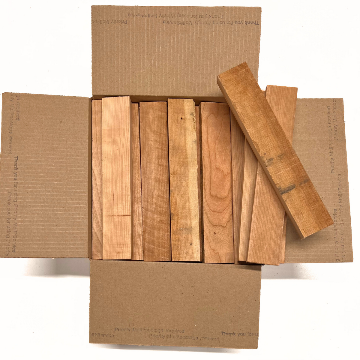 Box of Black Cherry 12" x 12" x 6" Wood Scrap DIY Craft Carving Scroll Short Lumber Cutoff Boards - Exotic Wood Zone - Buy online Across USA 