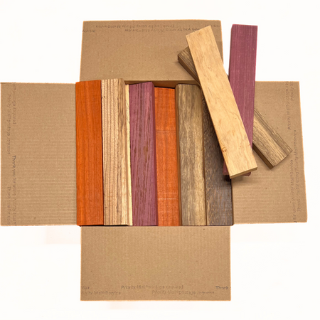 Box of Mixed Exotic Species (Purpleheart,Padauk,Black Palm,Bubinga,Tamarind,Limba)12" x 12" x 6" Wood Scrap DIY Craft Carving Scroll Short Lumber Cutoff Boards - Exotic Wood Zone - Buy online Across USA 