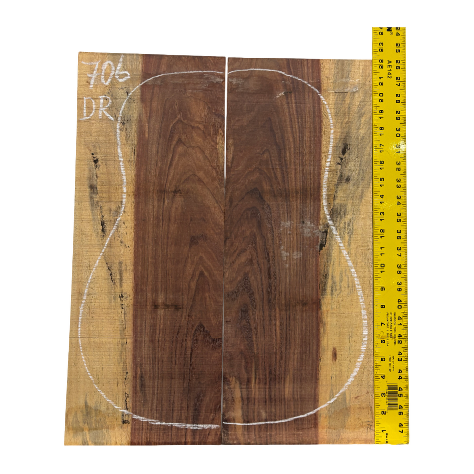 Royal Red Tamarind Dreadnought Guitar Back Set #706