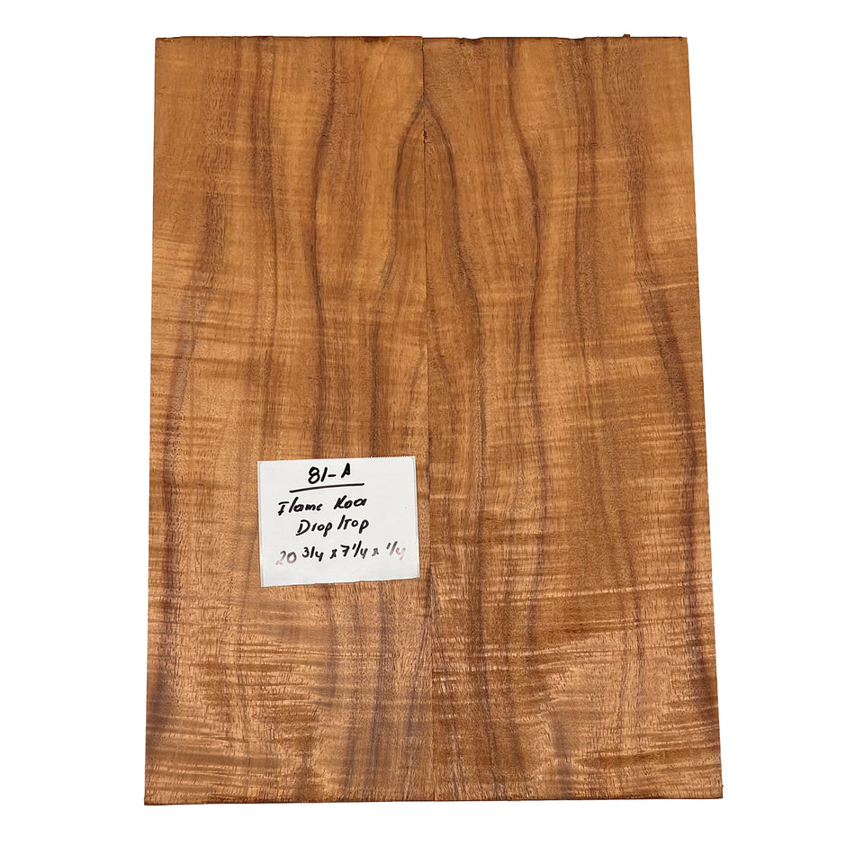 Flame Koa Drop Top 20-3/4" x 7-1/4" x 1/4" #81-A