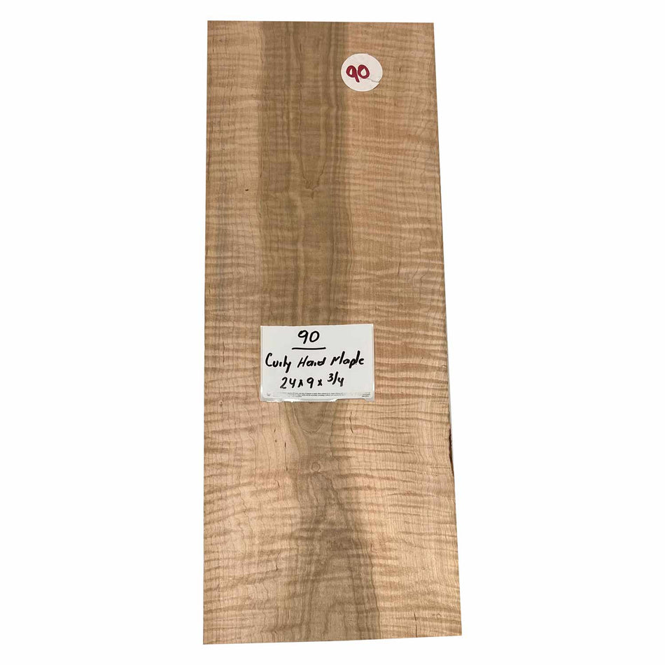 Curly Hard Maple Lumber 24" x 9" x 3/4" #90