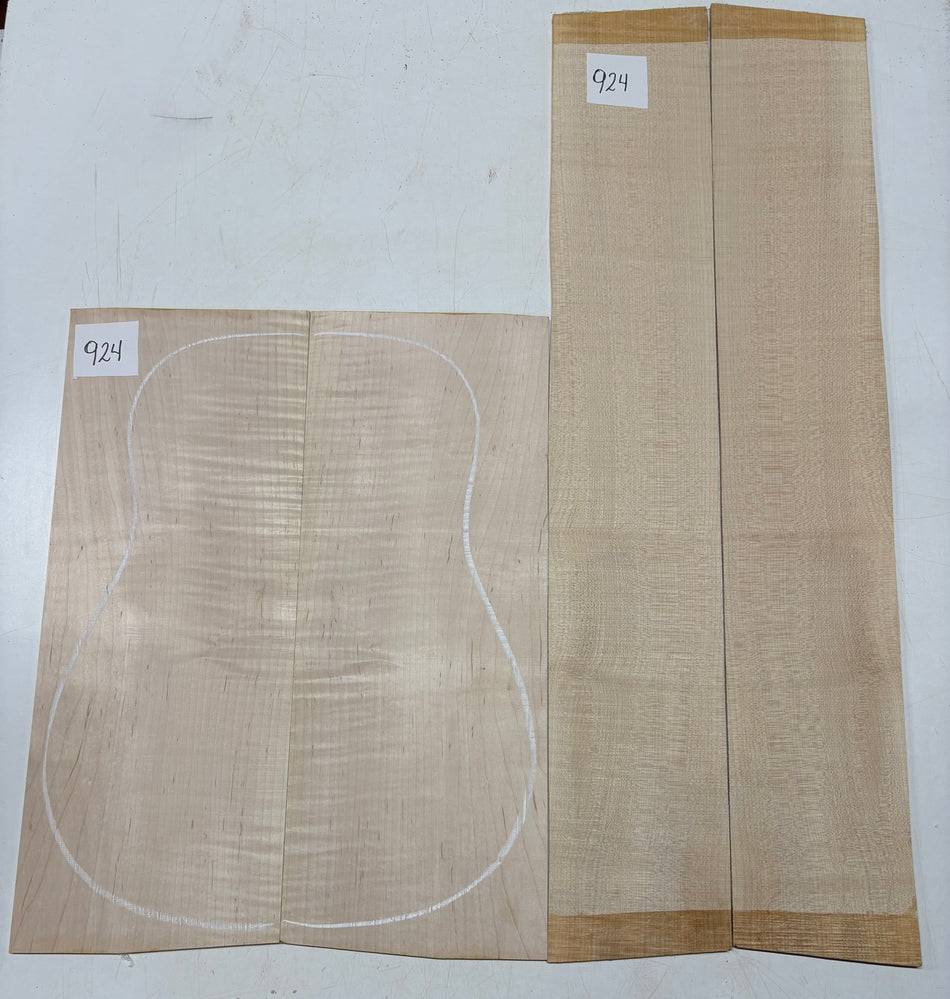 Flame Hard Maple Dreadnought Guitar Back and Side Set  #924