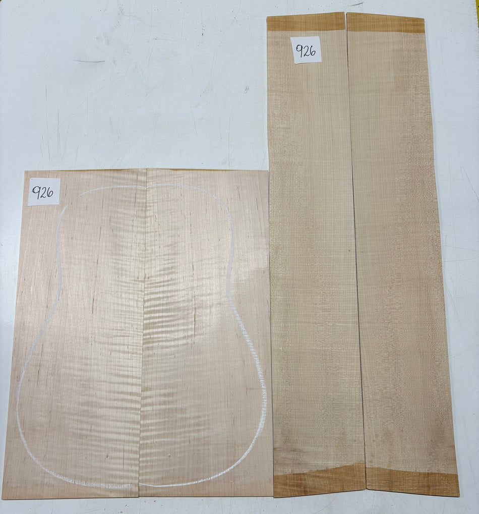 Flame Hard Maple Dreadnought Guitar Back and Side Set  #926