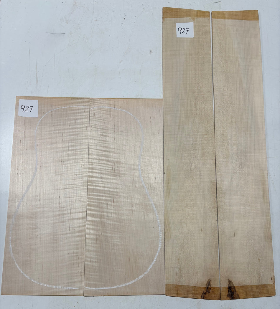 Flame Hard Maple Dreadnought Guitar Back and Side Set  #927