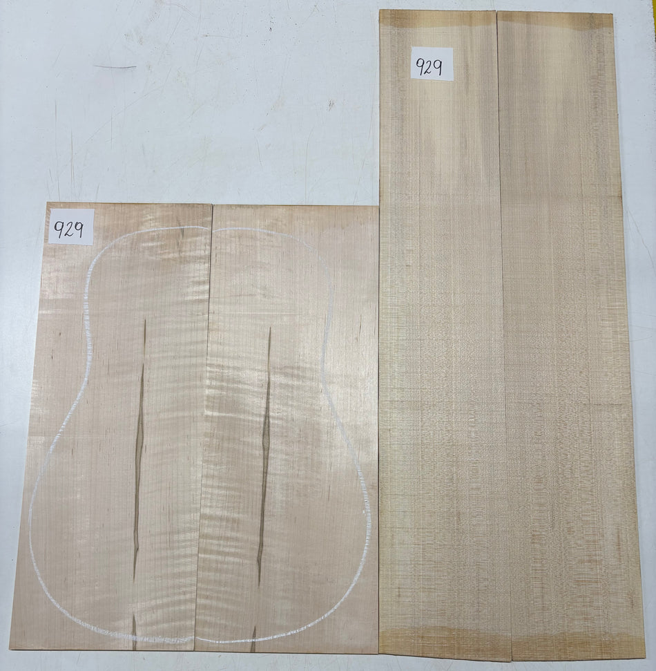 Flame Hard Maple Dreadnought Guitar Back and Side Set  #929