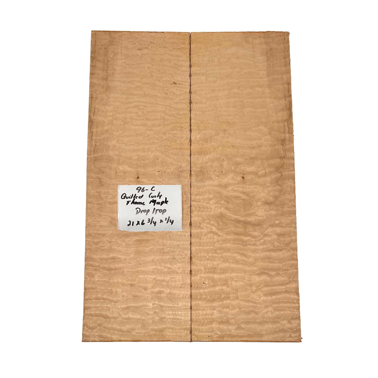 Quilted Curly Flame Maple  Drop Top 21" x 6-3/4" x 1/4" #96 C - Exotic Wood Zone 