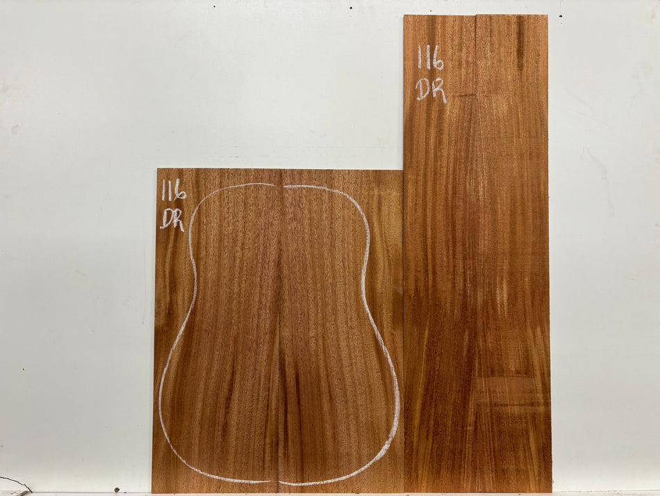 African Mahogany Dreadnought Guitar Back and Side Set #116