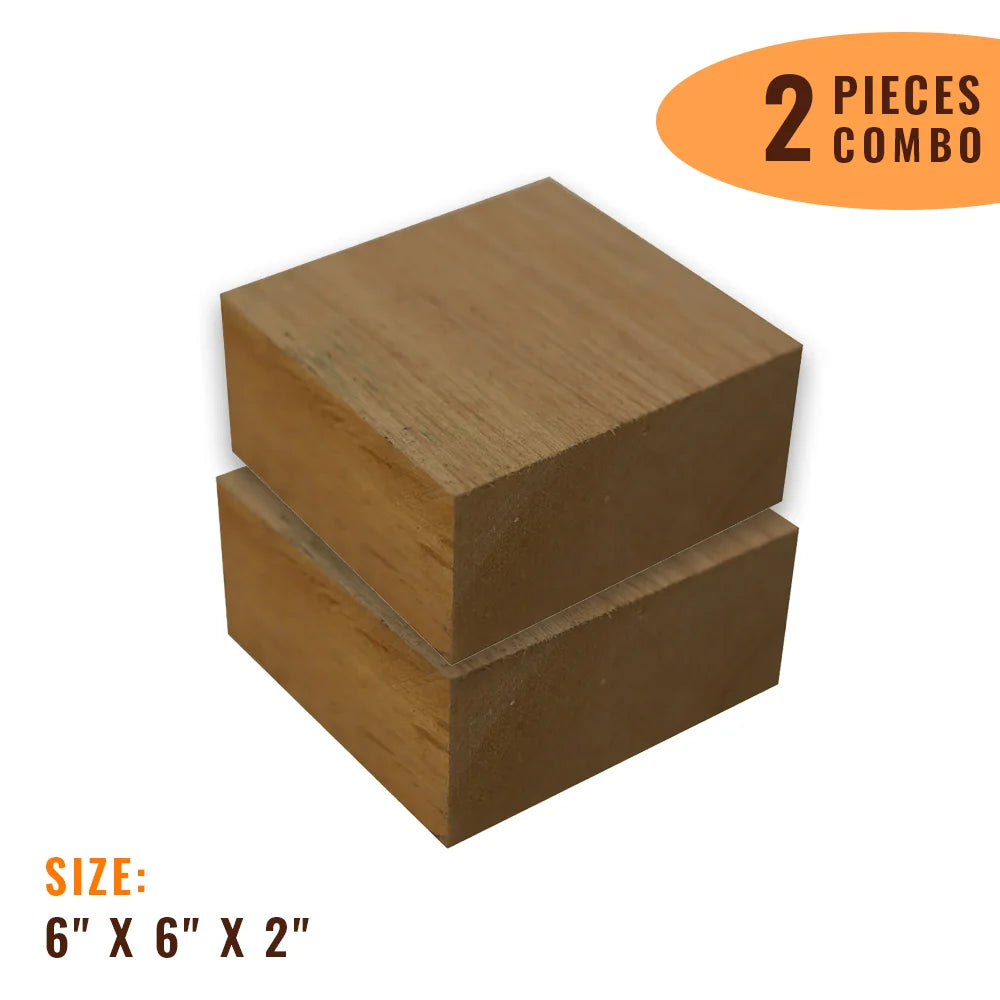 Pack Of 2 Alder Wood Bowl Blanks | 6&quot; x 6&quot; x 2&quot; | - Exotic Wood Zone - Buy online Across USA 